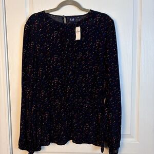 NWT Gap Women's Black And Rainbow Polkadot Blouse XXL